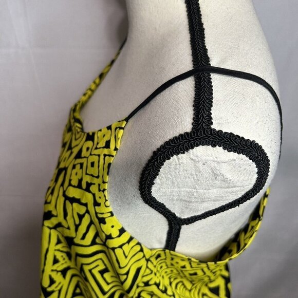 Ya Los Angeles Womens Yellow Black Scoop Neck Low Back Tank Top Sz M - Picture 5 of 8